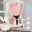 SEDIA DA UFFICIO REGOLABILE E RECLINABILE CON POGGIATESTA RIMOVIBILE, IN TESSUTO A RETE, 60X59X114-122 CM, ROSA