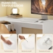 SCRIVANIA ANGOLARE MODERNA CON SCAFFALE E CASSETTO IN TESSUTO, 110X100X75 CM, BIANCO
