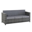 DIVANO DA ESTERNO 3 POSTI IN RATTAN PE E METALLO CON CUSCINI PER SEDUTA E SCHIENALE, 185X70X80 CM, GRIGIO
