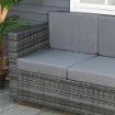DIVANO DA ESTERNO 3 POSTI IN RATTAN PE E METALLO CON CUSCINI PER SEDUTA E SCHIENALE, 185X70X80 CM, GRIGIO