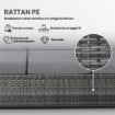 DIVANO DA ESTERNO 3 POSTI IN RATTAN PE E METALLO CON CUSCINI PER SEDUTA E SCHIENALE, 185X70X80 CM, GRIGIO