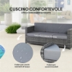 DIVANO DA ESTERNO 3 POSTI IN RATTAN PE E METALLO CON CUSCINI PER SEDUTA E SCHIENALE, 185X70X80 CM, GRIGIO
