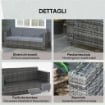 DIVANO DA ESTERNO 3 POSTI IN RATTAN PE E METALLO CON CUSCINI PER SEDUTA E SCHIENALE, 185X70X80 CM, GRIGIO