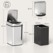 CESTINO RIFIUTI DA 12L A INFRAROSSI CON SECCHIO RIMOVIBILE, IN ACCIAIO INOX, ABS E PP, 28X22X41 CM, ARGENTO
