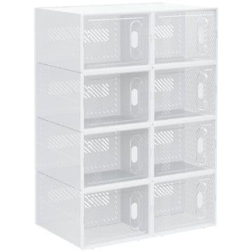 SCARPIERA MODULARE IN PP CON 8 CUBI CONTENITORI E PORTA MAGNETICA, 25X35X19 CM, BIANCO E TRASPARENTE