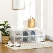 SCARPIERA MODULARE IN PP CON 8 CUBI CONTENITORI E PORTA MAGNETICA, 25X35X19 CM, BIANCO E TRASPARENTE