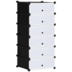 SCARPIERA MODULARE SALVASPAZIO CON 6 SCATOLE IN PLASTICA PP E ACCIAIO, 49X36.5X108 CM, NERO E TRASPARENTE