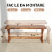 PANCA DA GIARDINO 2 POSTI IN LEGNO DI ABETE SENZA SCHIENALE IN STILE RUSTICO, 114LX40PX46A CM