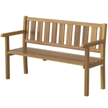 PANCHINA DA GIARDINO DA 2 POSTI LEGNO DI ABETE A DOGHE, 150X57X93 CM, COLOR TEAK