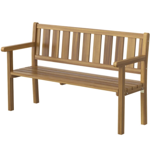 PANCHINA DA GIARDINO DA 2 POSTI LEGNO DI ABETE A DOGHE, 150X57X93 CM, COLOR TEAK