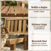 PANCHINA DA GIARDINO DA 2 POSTI LEGNO DI ABETE A DOGHE, 150X57X93 CM, COLOR TEAK