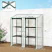 SERRA DA GIARDINO CON COPERTURA IN PE, 6 MENSOLE E 2 PORTE AVVOLGIBILI, 143X46X151CM, TRASPARENTE