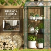 SERRA DA GIARDINO CON COPERTURA IN PE, 6 MENSOLE E 2 PORTE AVVOLGIBILI, 143X46X151CM, TRASPARENTE