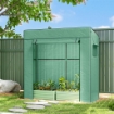 SERRA PER PIANTE CON 2 FINESTRE LATERALI A RETE E INGRESSO AVVOLGIBILE, IN PE E ACCIAIO, 196X77X197 CM, VERDE