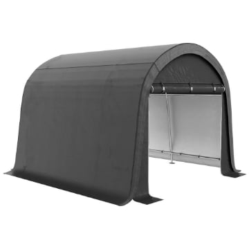 TENDONE DA GIARDINO PER MOTO, BICI E ATTREZZI CON 2 INGRESSI A ZIP, IN ACCIAIO E PE, 300X300X235 CM, GRIGIO