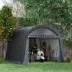 TENDONE DA GIARDINO PER MOTO, BICI E ATTREZZI CON 2 INGRESSI A ZIP, IN ACCIAIO E PE, 300X300X235 CM, GRIGIO