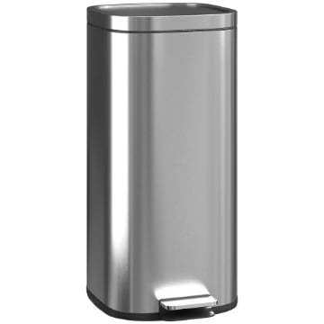 BIDONE IMMONDIZIA A PEDALE DA 30L CON SECCHIO RIMOVIBILE, IN METALLO E PP, 29X36X59.5 CM, ARGENTO