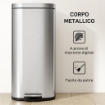 BIDONE IMMONDIZIA A PEDALE DA 30L CON SECCHIO RIMOVIBILE, IN METALLO E PP, 29X36X59.5 CM, ARGENTO
