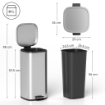 BIDONE IMMONDIZIA A PEDALE DA 30L CON SECCHIO RIMOVIBILE, IN METALLO E PP, 29X36X59.5 CM, ARGENTO
