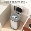 BIDONE IMMONDIZIA A PEDALE DA 30L CON SECCHIO RIMOVIBILE, IN METALLO E PP, 29X36X59.5 CM, ARGENTO