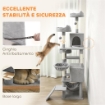 ALBERO TIRAGRAFFI PER GATTI CON SCALA, 2 AMACHE, 3 POSATOI, 2 CASETTE E 3 PIATTAFORME, 48X48X192 CM, GRIGIO E CREMA