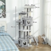 ALBERO TIRAGRAFFI PER GATTI CON 2 CASETTE, RAMPA, TRESPOLI E 4 PALLINE, 48X40X165 CM, GRIGIO E BIANCO