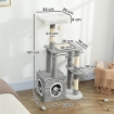 ALBERO TIRAGRAFFI PER GATTI CON CASETTA, LETTINO E 2 PALLINE, IN LEGNO E PELUCHE, 55X40X107 CM, GRIGIO E BIANCO