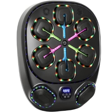 MACCHINA DA BOXE MUSICALE A PARETE CON 9 MODALITÓ, LUCI LED E CONNESSIONE BLUETOOTH, 61X48X11 CM, NERO