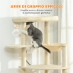 ALBERO PER GATTI ALTO 200 CM MULTILIVELLO CON 2 CASETTE, 2 LETTINI E AMACA, STRUTTURA PER 2-3 GATTI, BEIGE
