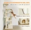 ALBERO PER GATTI ALTO 200 CM MULTILIVELLO CON 2 CASETTE, 2 LETTINI E AMACA, STRUTTURA PER 2-3 GATTI, BEIGE
