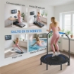 MINI TRAMPOLINO FITNESS Ï114 CM PIEGHEVOLE CON MANUBRIO REGOLABILE IN ALTEZZA, BLU E NERO