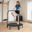 MINI TRAMPOLINO FITNESS Ï114 CM PIEGHEVOLE CON MANUBRIO REGOLABILE IN ALTEZZA, BLU E NERO