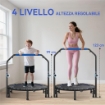 MINI TRAMPOLINO FITNESS Ï114 CM PIEGHEVOLE CON MANUBRIO REGOLABILE IN ALTEZZA, BLU E NERO