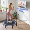 MINI TRAMPOLINO FITNESS Ï114 CM PIEGHEVOLE CON MANUBRIO REGOLABILE IN ALTEZZA, BLU E NERO