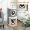ALBERO TIRAGRAFFI PER GATTI ALTO 76 CM CON CASETTE, LETTINO, PALLINE E PALI IN SISAL, GRIGIO