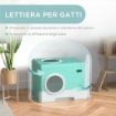 LETTIERA PER GATTI CON COPERCHIO E PALETTA, DOPPIO INGRESSO E VASSOIO ESTRAIBILE, 52X41X38.5 CM, VERDE