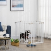 CANCELLINO PER CANI REGOLABILE E PIEGHEVOLE CON CHIUSURA AUTOMATICA E BLOCCO, 300X74.5 CM, BIANCO