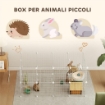 RECINTO PER ANIMALI DOMESTICI PICCOLI CON 36 PANNELLI DI METALLO MODULABILI CON PORTA, BIANCO