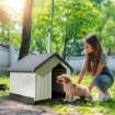 CASETTA PER CANI PICCOLI E MINI DA ESTERNO IMPERMEABILE IN PLASTICA CON FINESTRA, 62X61X60 CM, GRIGIO