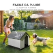CASETTA PER CANI PICCOLI E MINI DA ESTERNO IMPERMEABILE IN PLASTICA CON FINESTRA, 62X61X60 CM, GRIGIO