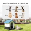 CUCCIA PER CANI PICCOLI DA ESTERNO IN PLASTICA CON FINESTRE E BASE RIALZATA, 64.5X57X66 CM, BLU