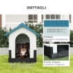 CUCCIA PER CANI PICCOLI DA ESTERNO IN PLASTICA CON FINESTRE E BASE RIALZATA, 64.5X57X66 CM, BLU