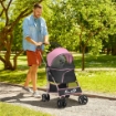 PASSEGGINO PER CANI 2 IN 1 PIEGHEVOLE E CONVERTIBILE IN TRASPORTINO CON 2 GUINZAGLI E CUSCINO, ROSA