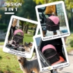 PASSEGGINO PER CANI 2 IN 1 PIEGHEVOLE E CONVERTIBILE IN TRASPORTINO CON 2 GUINZAGLI E CUSCINO, ROSA