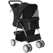PASSEGGINO PER CANI PIEGHEVOLE CON CESTINO E PORTABICCHIERE, PESO MAX. 10 KG, 77X44X102 CM, NERO