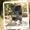 PASSEGGINO PER CANI PIEGHEVOLE CON PORTABICCHIERI E CESTINO, 77X44X102 CM, GRIGIO CARBONE