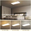 SET 2 PLAFONIERE LED SOTTILI E MINIMAL CON COLORE REGOLABILE, IN ACCIAIO E PLASTICA, 60X30X3.7 CM, BIANCO