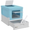 LETTIERA PER GATTI CHIUSA CON PALETTA, VASSOIO ESTRAIBILE E 2 PORTE, 47.5X35.5X36.7CM, AZZURRO