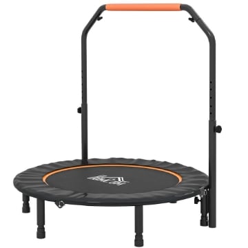 MINI TRAMPOLINO FITNESS Ï114 CM PIEGHEVOLE CON MANUBRIO REGOLABILE IN ALTEZZA, ARANCIONE E NERO