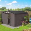 CASETTA DA GIARDINO CON 2 PORTE SCORREVOLI E 4 PRESE D'ARIA IN ACCIAIO, 322X277X192 CM, MARRONE